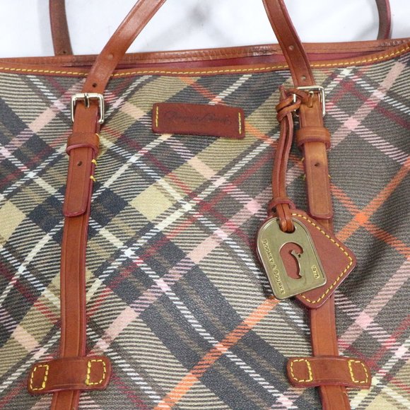 DOONEY & BOURKE Tartan Plaid Shopper Tote Purse VTG - Picture 9 of 16